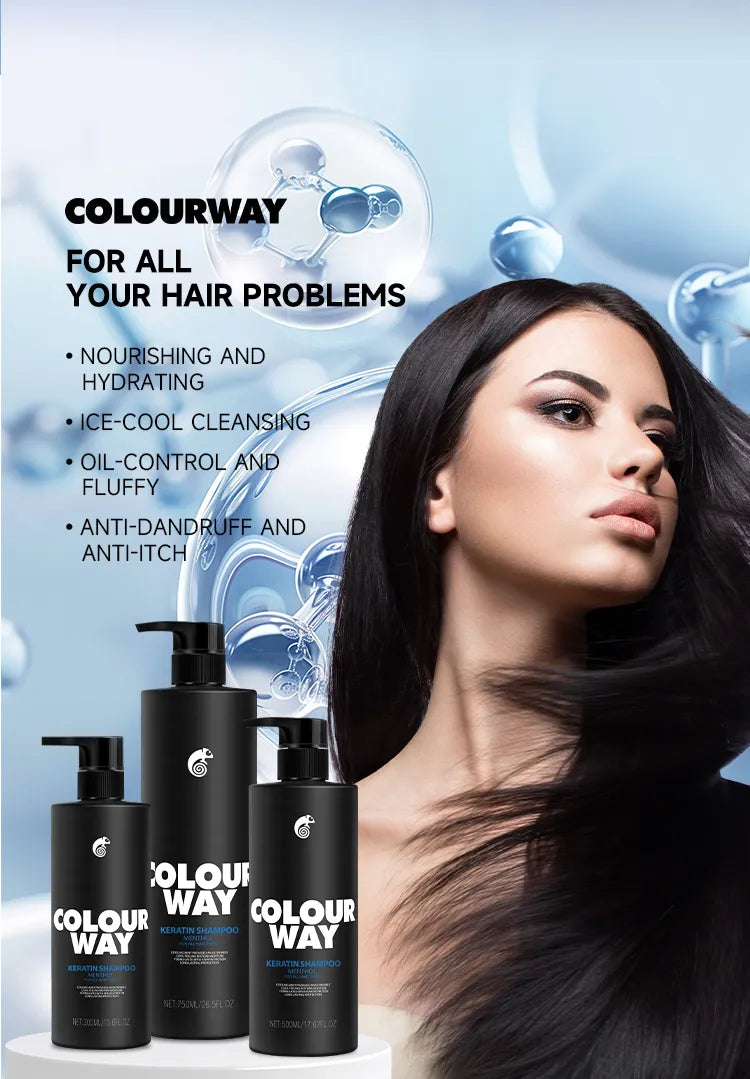 COLOURWAY Menthol Keratin Shampoo 300ml Hair Shampoo Colour Way 