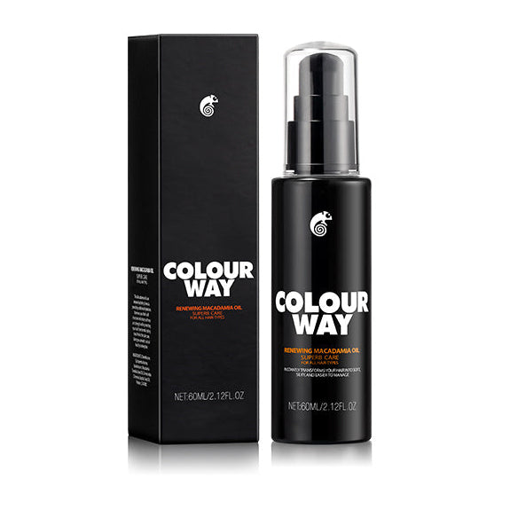 Black 'COLOUR WAY' bottle and packaging with certification logos on a white background